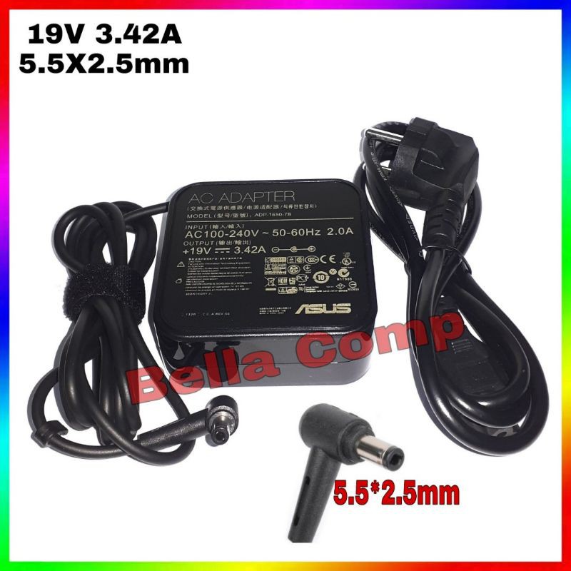 Adaptor Charger Laptop Asus 19V 3.42A For ASUS A46 A46C A46CA A46CB A46CM A455L X450C A46C A46CM K46CM A450C N45V N46V N56D N56V A46CA Asus W90, S6, A42, U41, A7D, M6VA, U46, K45L, W24E, A72, U45U50, A7F, W3N, K53,ADP-65AW ADP-65BW 19V 3.42A