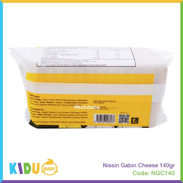 Nissin Gabin Cheese / Milk / Original 140gr Kidu baby