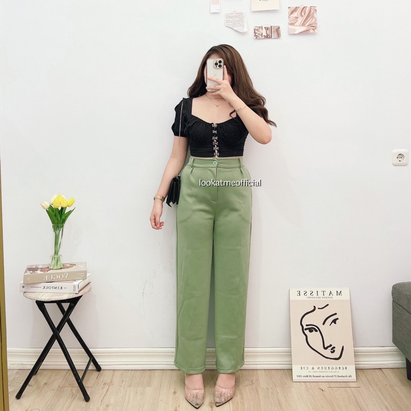 lookatmeofficial • Celana Kulot Basic Highwaist Emily Cullote Pants Bahan Scuba Premium