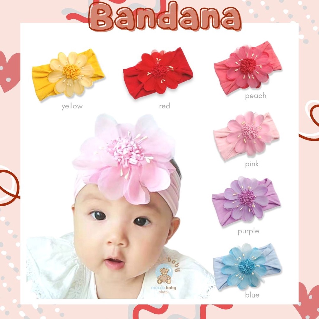 MBSS -  Baby Headband PEONY Motif Bunga / Bando Bayi / Headwrap / Headband Bayi