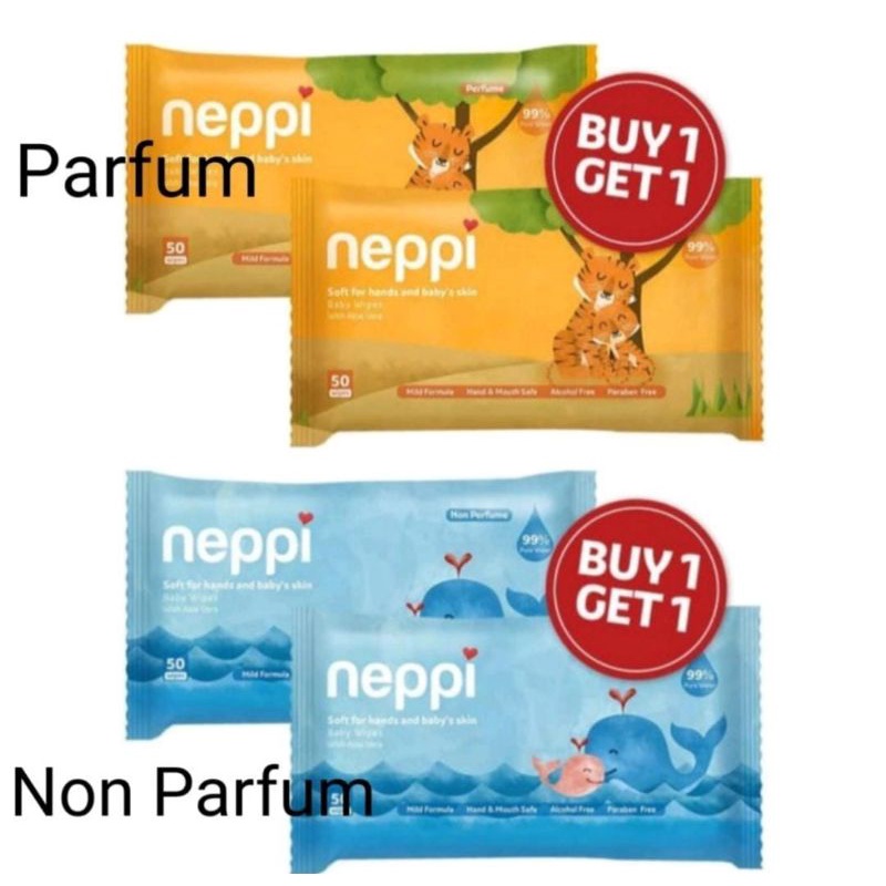 Neppi baby wipes Non Parfum &amp; Parfum 50's (buy 1 get 1 free)