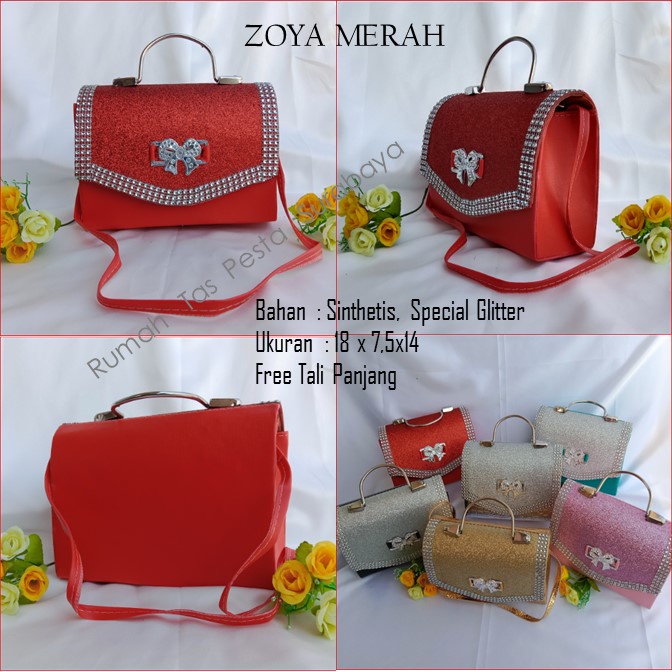 Tas Kondangan,Tas Gliter,Tas Cantik,ZOYA MERAH