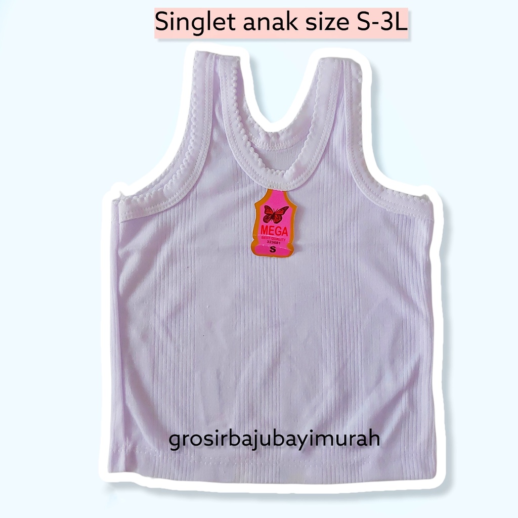 singlet anak uk M putih MEGA