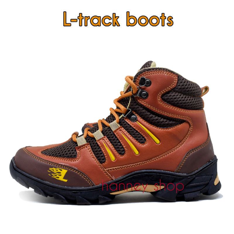 ALDER Sepatu Gunung Pria Model Boots tinggi Size 39-43 Sol karet upper kulit sintetis Sepatu Pria-Boots L-track coklat