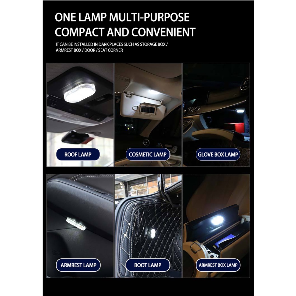 1buah Interior Mobil Sentuh Ambient Cahaya Mobil Top LED Lampu Baca Lampu Malam Mini USB Charging Light