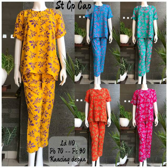 Set Cp Cap Batik Stelan Cantik Daster Baju Tidur Dirumah Adem Nyaman Busui Friendly Baju Hamil Jumbo