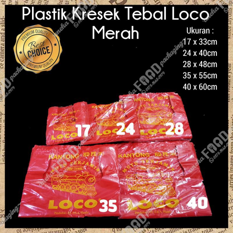 Kantong plastik Loco merah uk 17 24 28 35 dan 40 Kantong plastik Loco merah uk 17 24 28 35 dan 40