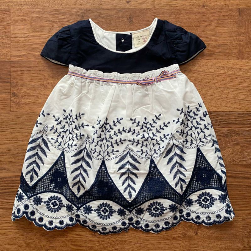 NEW DRESS ANAK PEREMPUAN ZARA EMBROIDERY PUTIH
