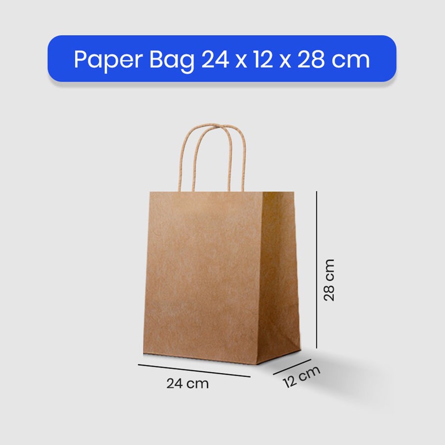 

Paper Bag Coklat Polos 24x12x28 cm Papper Bag Kertas Kado Souvenir Packaging Olshop Hampers Murah