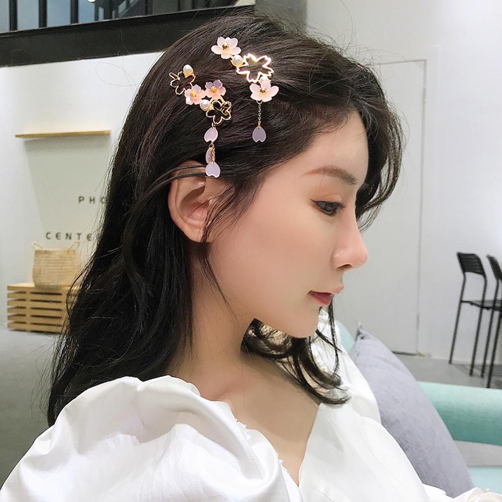 NEEDWAY Hairclips Fashion Jepang Hadiah Untuk Gadis Wanita Bunga Sakura