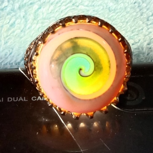 Cincin Batu Akik Fosfor Keong Puser Bumi Asli