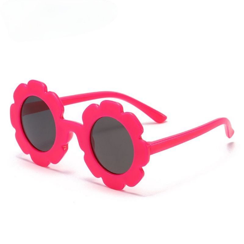 KACAMATA HITAM ANAK FASHION/ KACAMATA ANAK MODEL BUNGA/ KACAMATA SUNGLASSES-KM Bunga Pink Tua