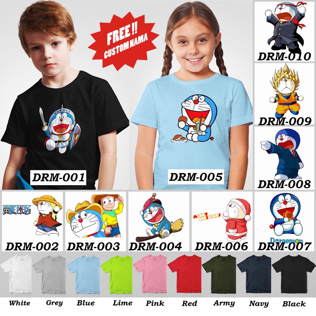 [FREE NAMA !!] Kaos Anak &amp; Family Doraemon 100% COTTON PREMIUM