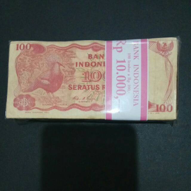 Uang kuno 100 rupiah burung goura 1984 gepokan