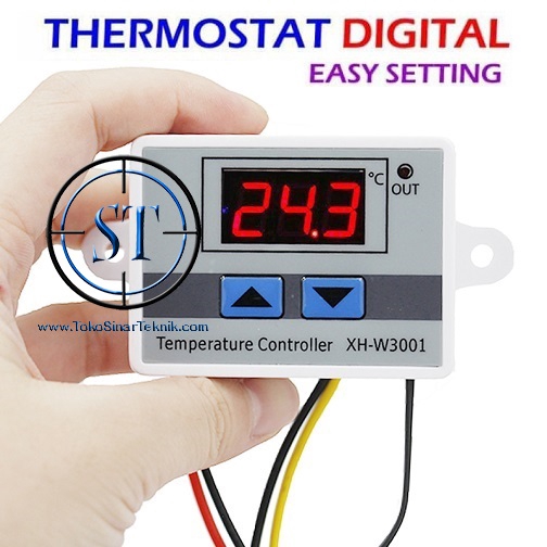 Digital Thermostat W3001 Temperature Termostat Suhu Panas Dingin 220V Listrik Mesin Tetas Telur Plus Box Casing