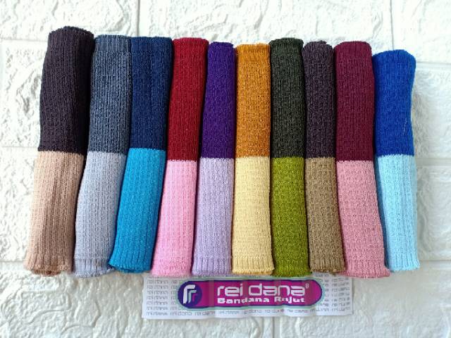 DUA WARNA••Bandana Rajut•Inner rajut•Ciput anti pusing•Inner dua warna anti pusing