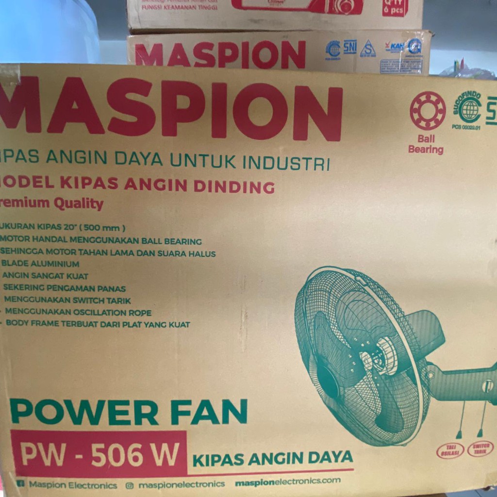 Kipas Angin Industrial Fan Dinding Maspion 20" PW 506W / PW506W