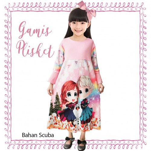 GAMIS ANAK PEREMPUAN PLISKET SCUBA MOTIF FROZEN