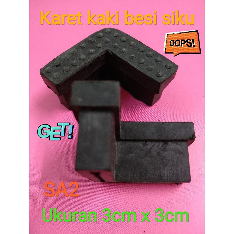 KARET KAKI BESI SIKU 3CM X 3CM KARET TAHAN BEBAN BERAT ANTI SLIP MENJAGA RAK TETAP RAPI DAN LANTAI B