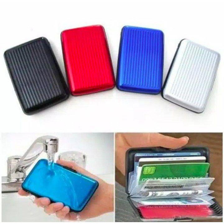 Card Caddy Dompet Kartu Alumunium Anti Air Dompet Penyimpanan Kartu Organizer