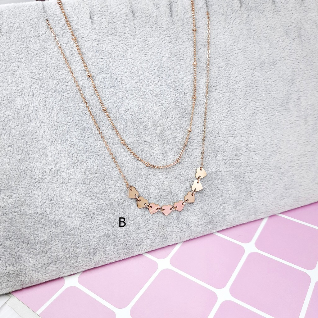 Kalung Fashion Korea Titanium Rosegold Love Polos - BN313