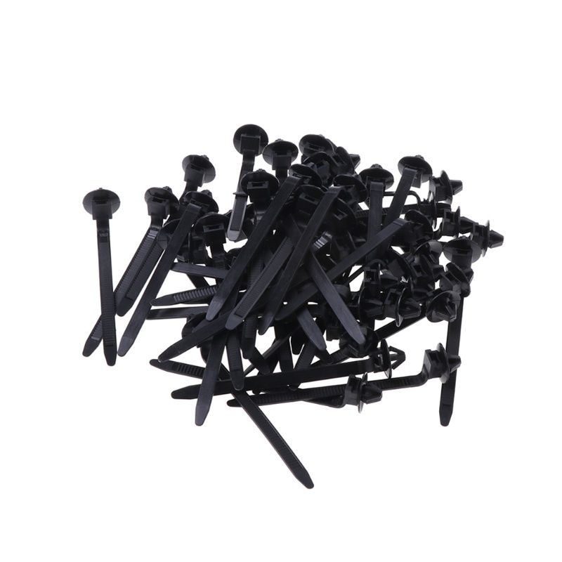 Matahari 50pcs Nylon Hitam Tali Kabel Mobil Push Mount Wire Tie Penahan Klip Penjepit