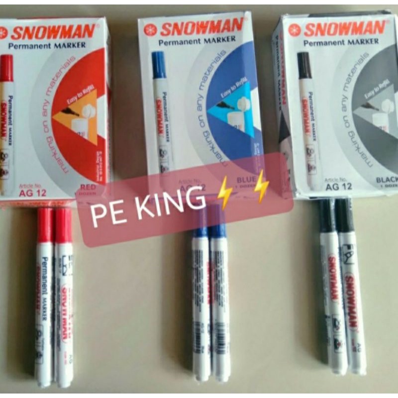 

Spidol Permanent Maker Snowman AG 12 kirim Kilat Surabaya