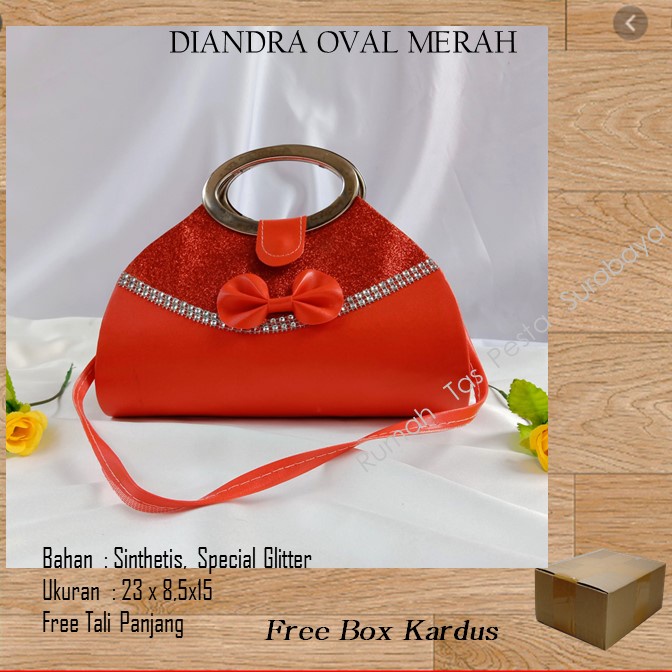 Tas Elegan ,Tas Slempang,Tas Etnik,DIANDRA OVAL MERAH