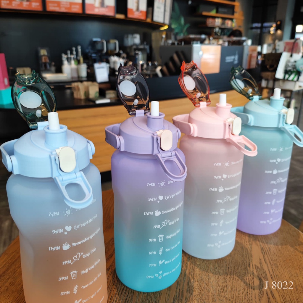 BOTOL MINUM GRADASI  RAINBOW REMINDER BOTTLE J 8022