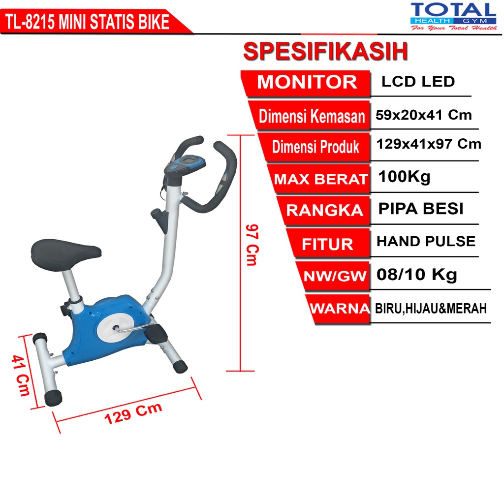 Sepeda Fitnes Statis Belt / Sepeda Mini Bike Total TL-8215