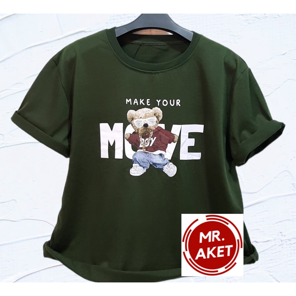 PROMO!!KAOS PRIA DEWASA MOTIF BEAR MOVE TREND KEKINIAN BAHAN KATUN LENGAN PENDEK/T-SHIRT TERBARU DENGAN HARGA MURAH