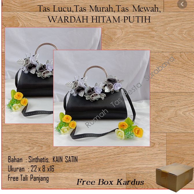 Tas Satin,Tas Clutch,Tas Seserahan,WARDAH HITAM-PUTIH