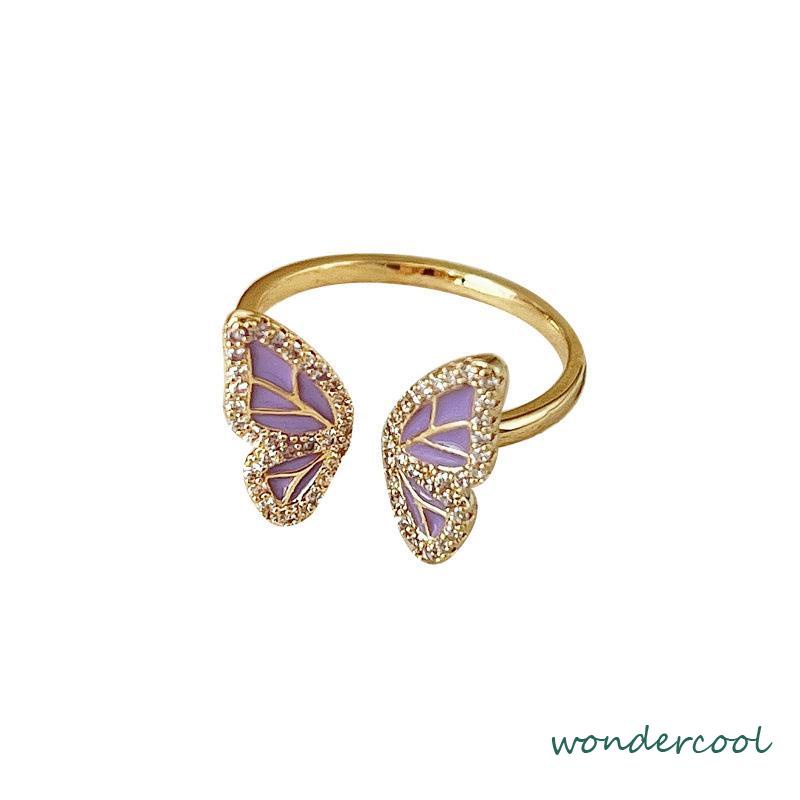 Cincin Kupu-kupu Wanita Desain Niche Cincin Unik Mutiara kelas atas-Won