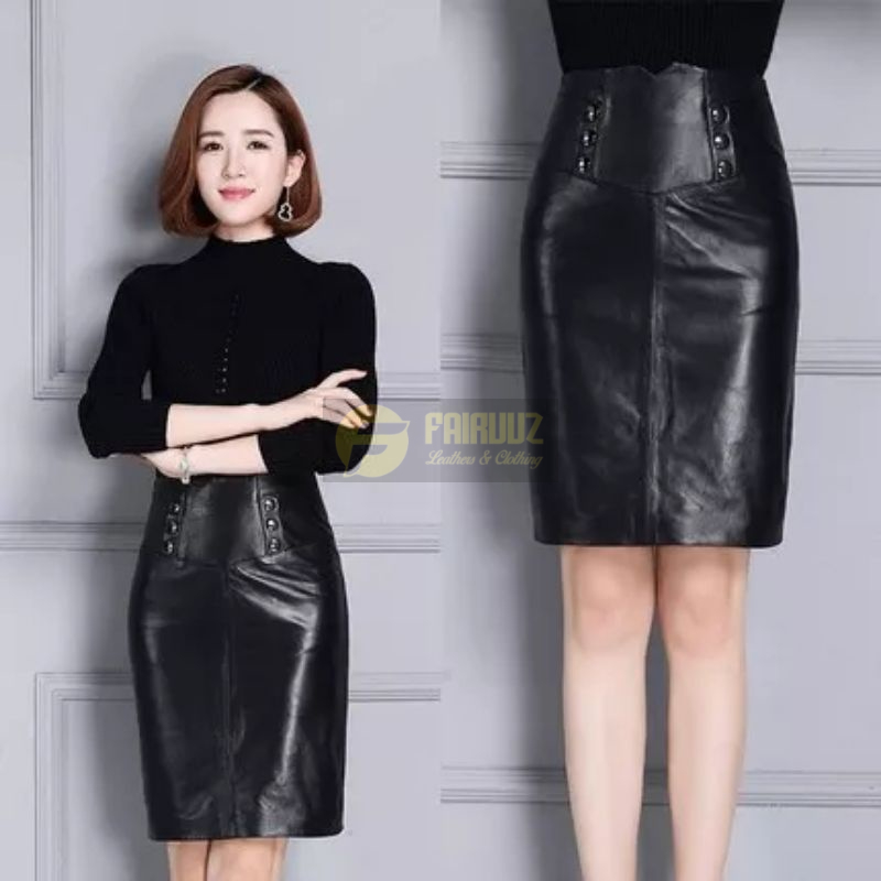 Rok Kulit Semi Kulit Koleksi Terbaru Fairuuz SC Model Rok Pensil Rok Midi Ukuran Plus Seksi Rok Mini