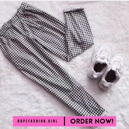 PROMO!!! Boxy Pants Bahan Katun / Celana Pensil Motif Tartan ; hopefashion.girl