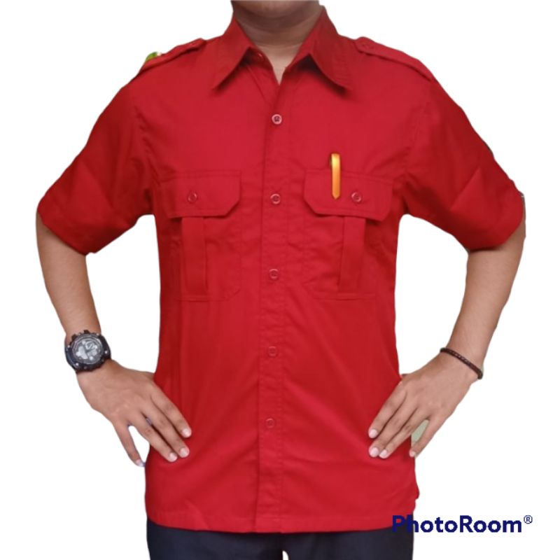 pakaian dinas lapangan tangan pendek maron baju PDL murah seragam kantor karyawan komunitas comunity