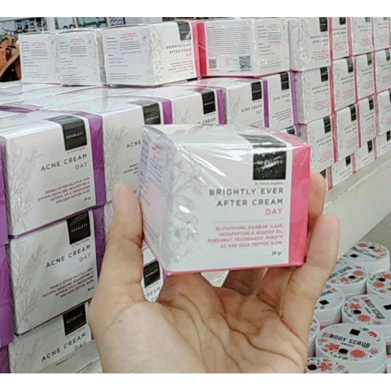 Scarlett cream siang malam brightening dan cream siang malam acne