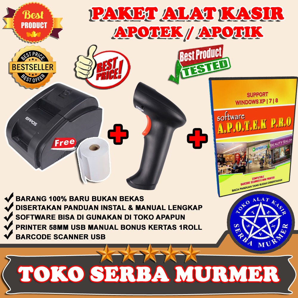 PAKET KASIR PRINTER | SCANNER | SOFTWARE APOTEK APOTIK