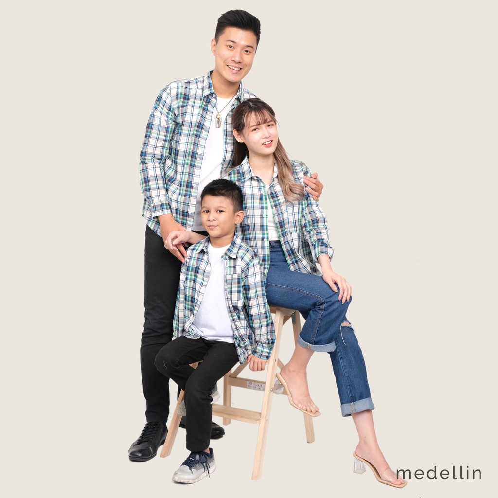 MEDELLIN Baju Couple Keluarga Motif Kotak Lengan Panjang 10140