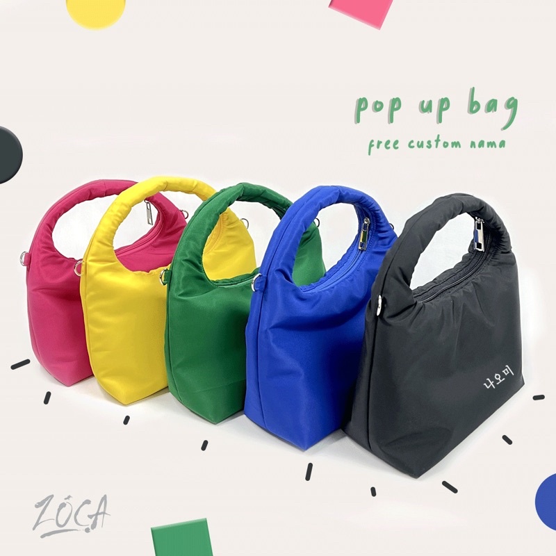 POP UP BAG / SLINGBAG / HAND BAG / TAS WANITA / SHOULDER BAG / PUFFY BAG ( FREE CUSTOM NAMA ) - WATER RESISTANT Handbag / Slingbag / Shoulderbag