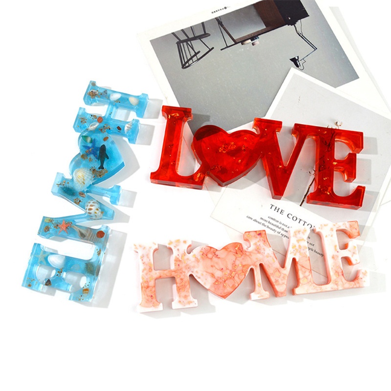 SIY  3 Pcs LOVE FAMILY HOME English Alphabet Decorations Crystal Epoxy Resin Mould