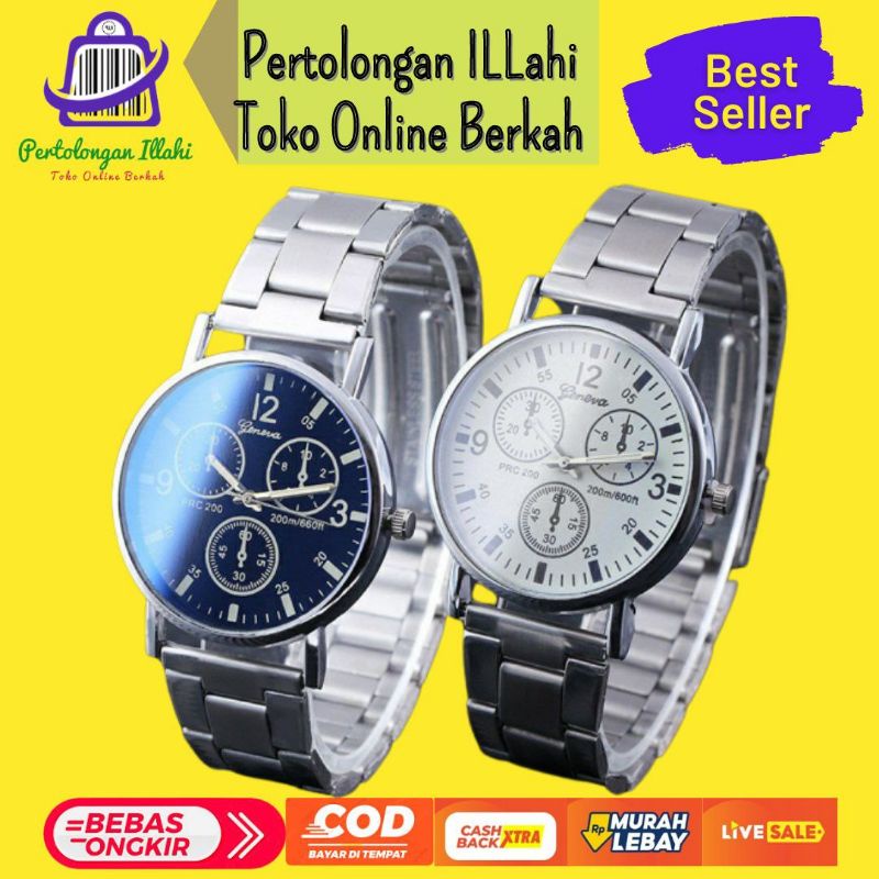 jam tangan elegan model rantai 3 titik analog bahan stainless steel cocok buat cowok cewek harga murah