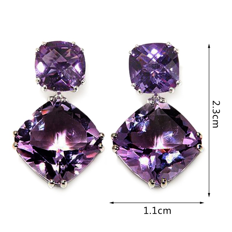 Noble Bridal Earrings For Wedding Geometric Purple Cubic Zirconia High Quality Elegant Women Accessories