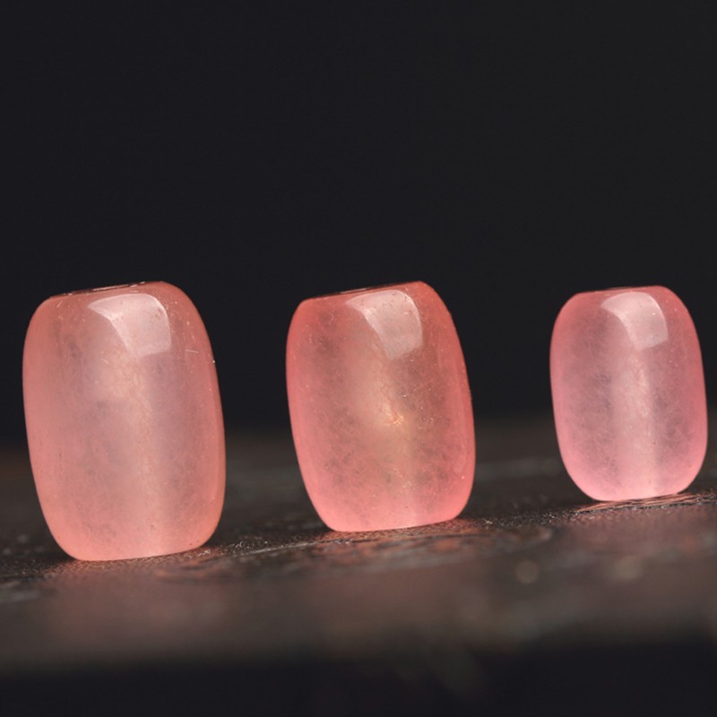 4A Pink Alami Kalsedon Kristal Kuarsa Manik Tunggal 