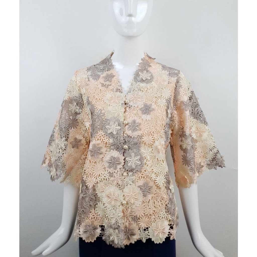 blus kebaya brokat pink butik salem pink boutique two tone