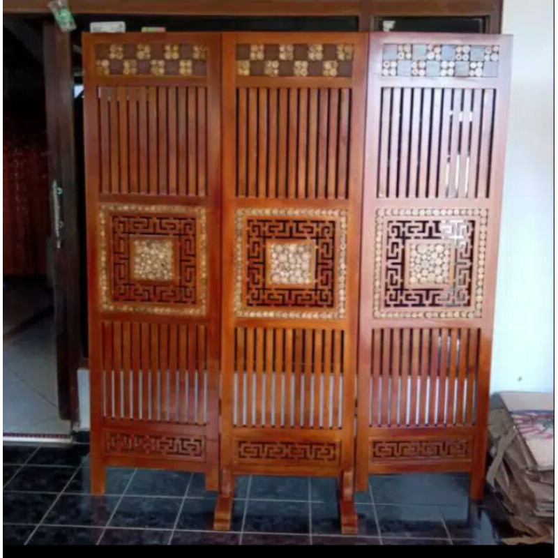Sketsel penyekat ruangan jati ukir