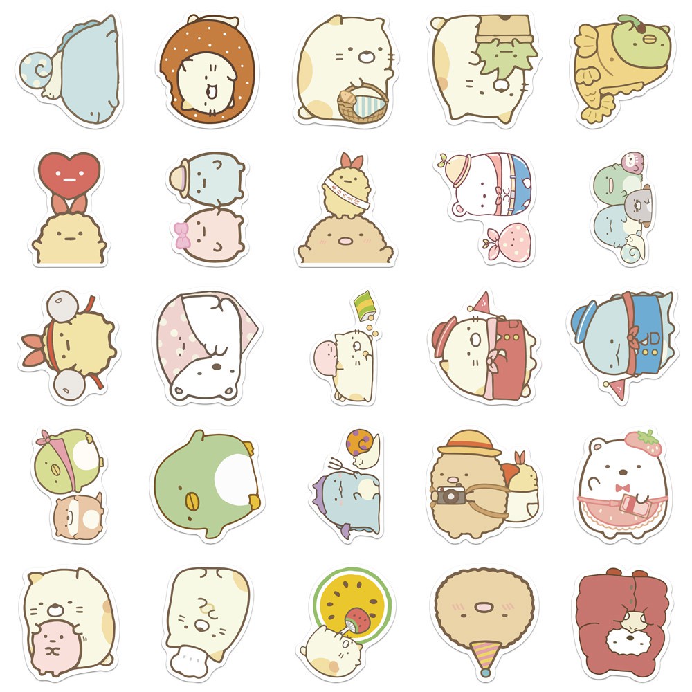 50PCS Sumikkogurashi cartoon image waterproof sticker white bear penguin tonkatsu cute luggage decoration hand account sticker