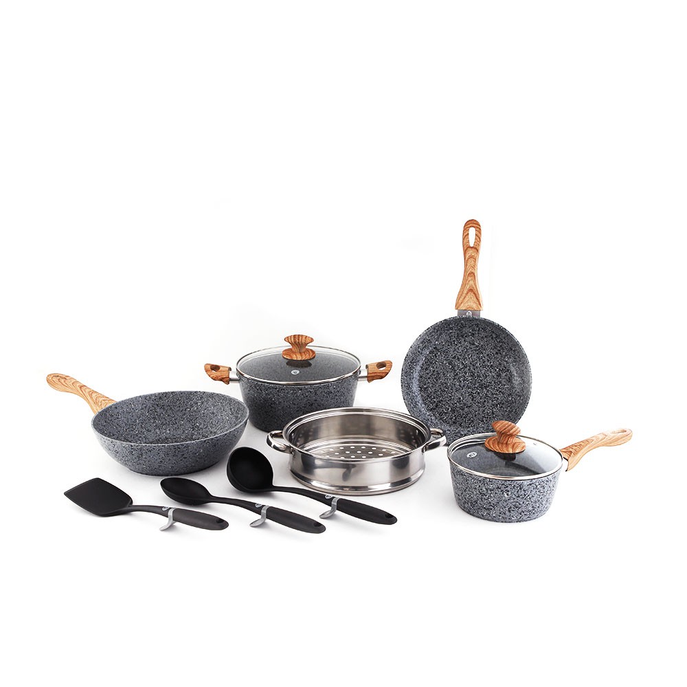 Master Chef Granit Set of 10 Pcs Cookware Panci Set Peralatan Masak