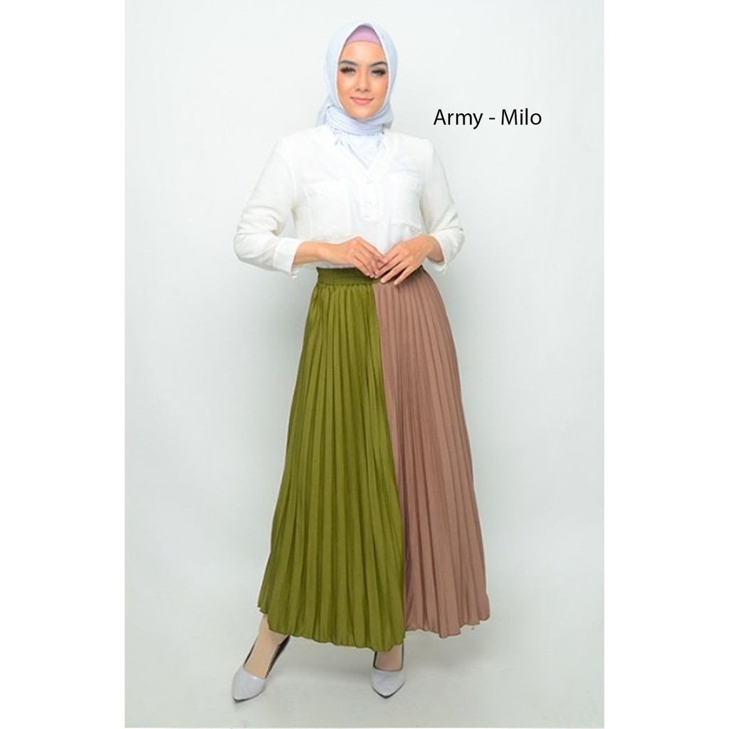 Rok Plisket - Rok two tone Umbrella Kombi Warna