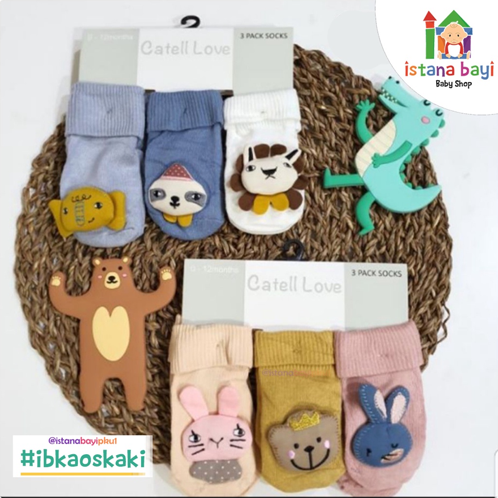 Catell Love Kaos Kaki isi 3 BOY &amp; GIRL - Kaos Kaki Rattle isi 3 Pasang - Kaos kaki Bayi